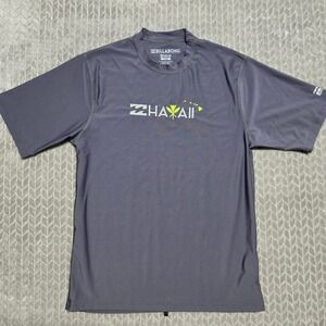 Billabong Mens Hawaii Rash‎ Guard Short Sleeve Gray UPF 50+ Swim Shirt Large UVA